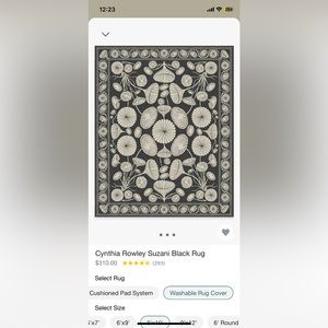 Ruggable 8x10 rug cover Cynthia Rowley Suzano Black Rug